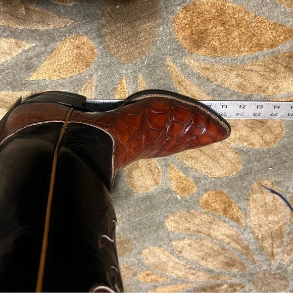 Tony Lama MEN CAIMAN & LEATHER WESTERN BOOTS-cognac-Sz 8 D - Picture 15 of 15